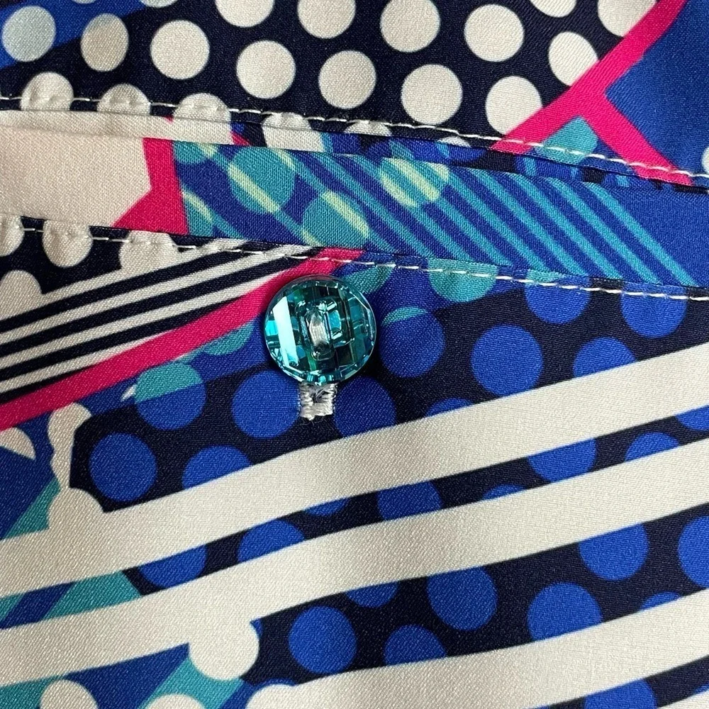 Emerald‎ 18 Skort Mixed Geometric Pattern Blue Black White Size 16 Skirt